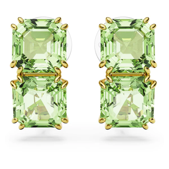 Picture of Pendientes de clip Millenia Talla cuadrada, Verdes, Baño tono oro