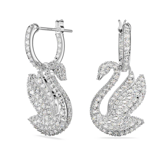 Imagen de Pendientes Swarovski Iconic SwanCisne, Blancos, Baño de rodio