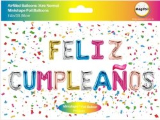 Picture of Globo Metálico Magifoil Frase Feliz Cumpleaños 14" Empacado